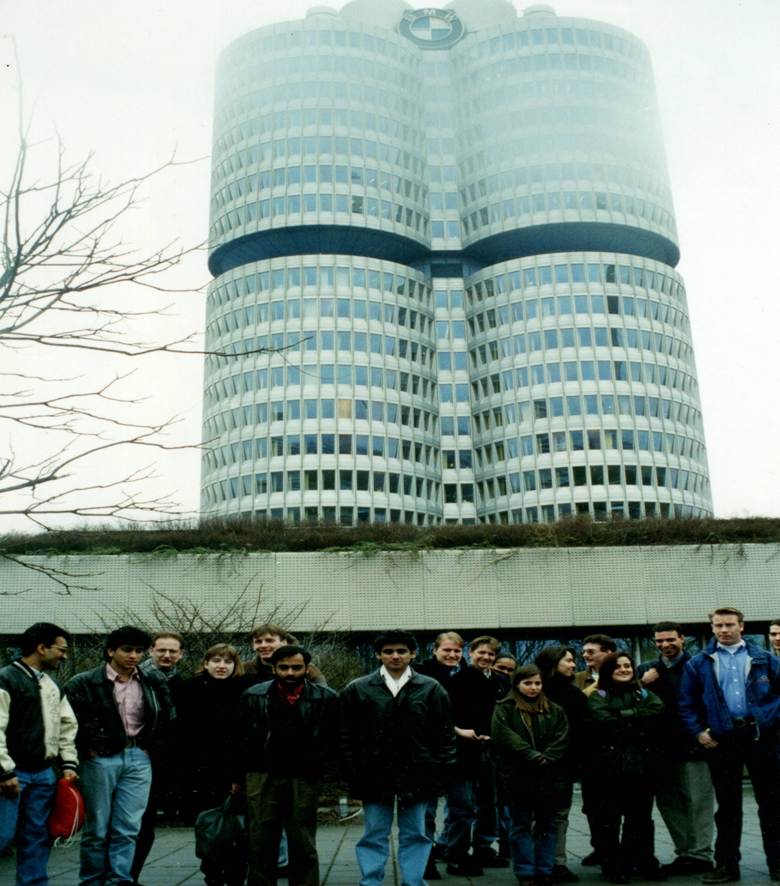 Students outside BMW building